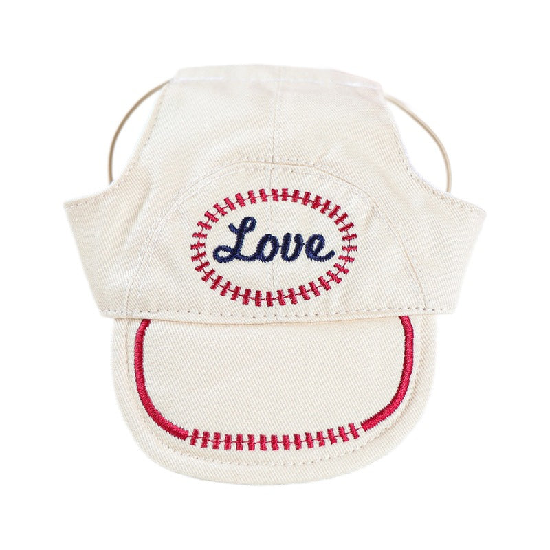 Summer Sun Protection Pet Baseball Hat, Cute Embroidery Adjustable Puppy Visor Cap for Small Breeds
