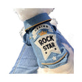 Cool Rock Star Patch Denim Dog Jacket, Vintage Lapel Jean Coat for Small Breed Puppies