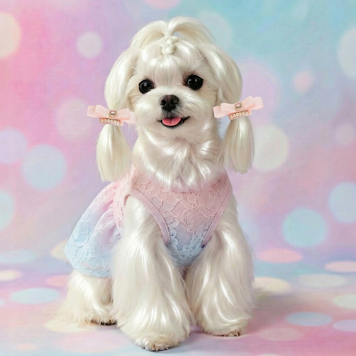 Soft Non-Slip Pet Bow Hair Barrettes, Cute Decorative Hair Clips for Long Hair Small Dogs Maltese Shih Tzu