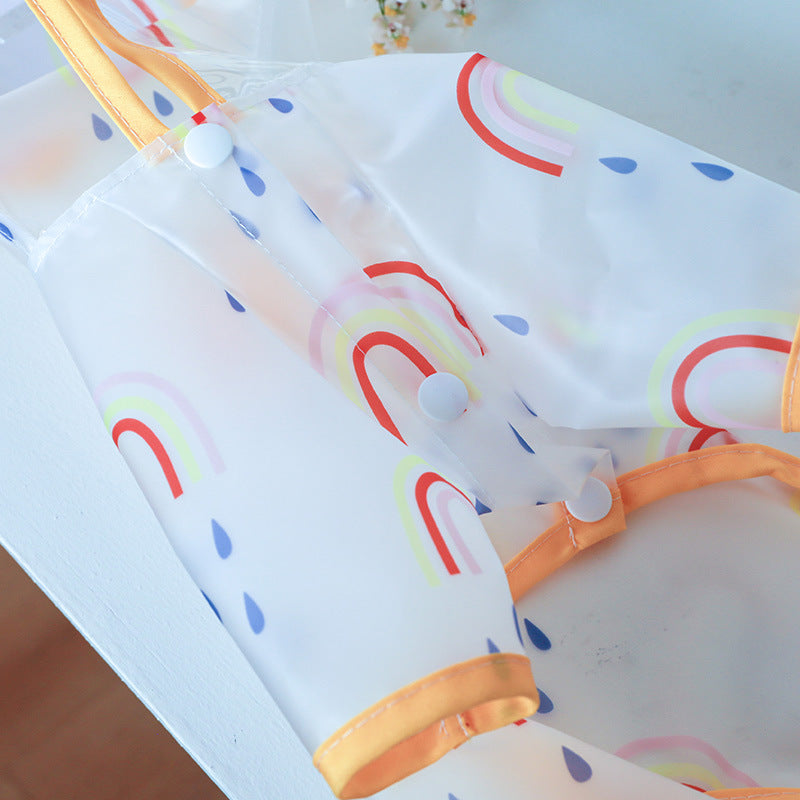 Waterproof Transparent Rainbow Pet Raincoat, Cartoon Cat Ear Hooded Puppy Rain Jacket for Small Breeds