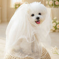 Luxury Satin Bow Pearl Dog Bridal Veil, Soft Tulle Wedding Hair Veil for Small Breed Puppies