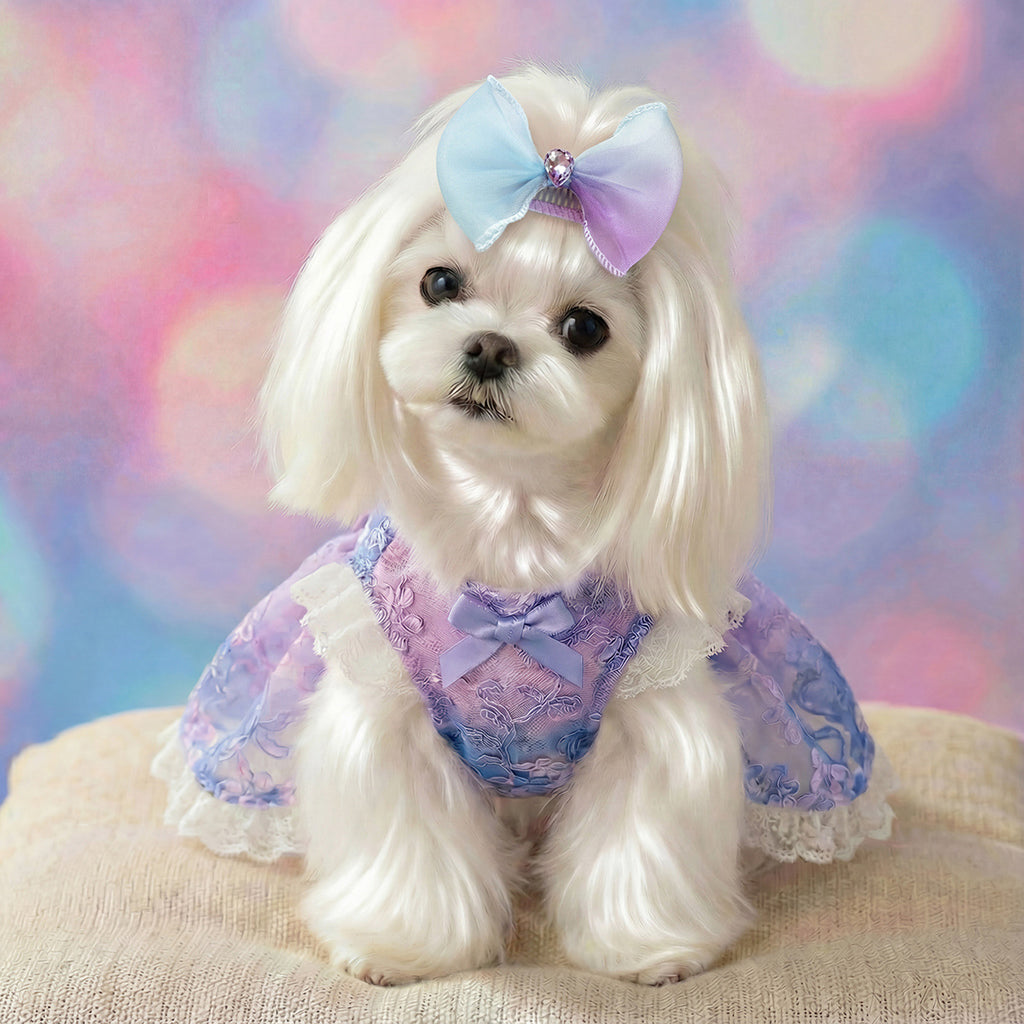 Soft Non-Slip Pet Bow Hair Barrettes, Cute Decorative Hair Clips for Long Hair Small Dogs Maltese Shih Tzu
